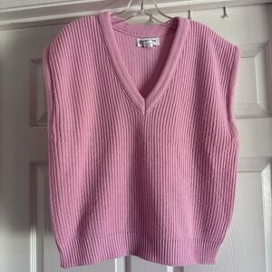 Vintage Women's Pink Sweater Vest Made In USA Size Medium